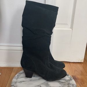 Suede under knee black boots